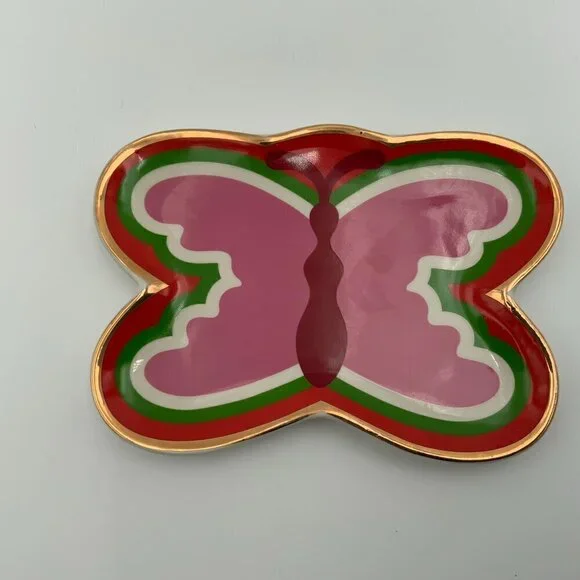 Pink Butterfly With Gold Trim Trinket Tray by Ban.do - Picture 3 of 5
